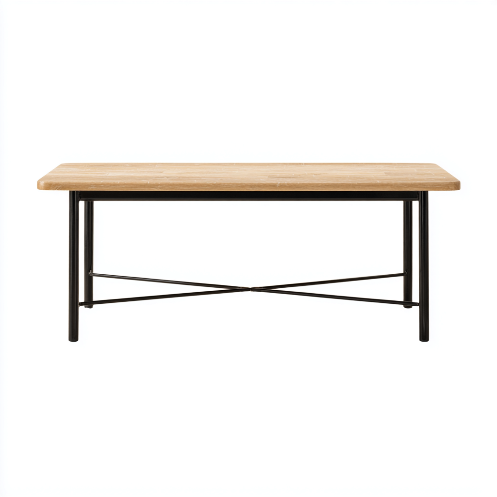 Table à manger - bois-métal - 150x80x75 cm - naturel-noir - style industriel-Nicheara