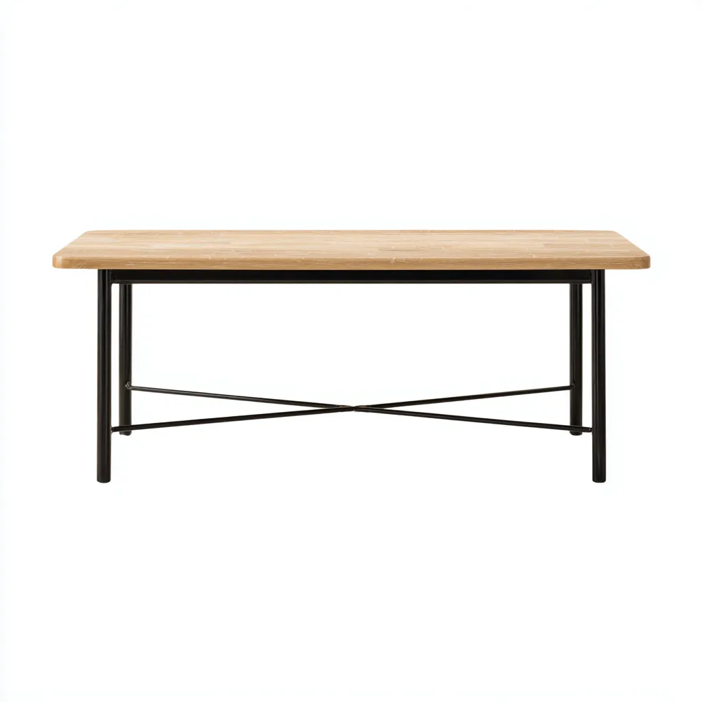 Table à manger - bois-métal - 150x80x75 cm - naturel-noir - style industriel-Nicheara