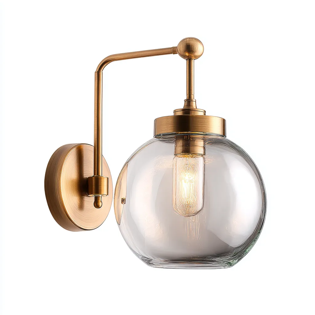 Applique murale - métal-verre - 21x18x31 cm - or-verre transparent - style classique-Nicheara