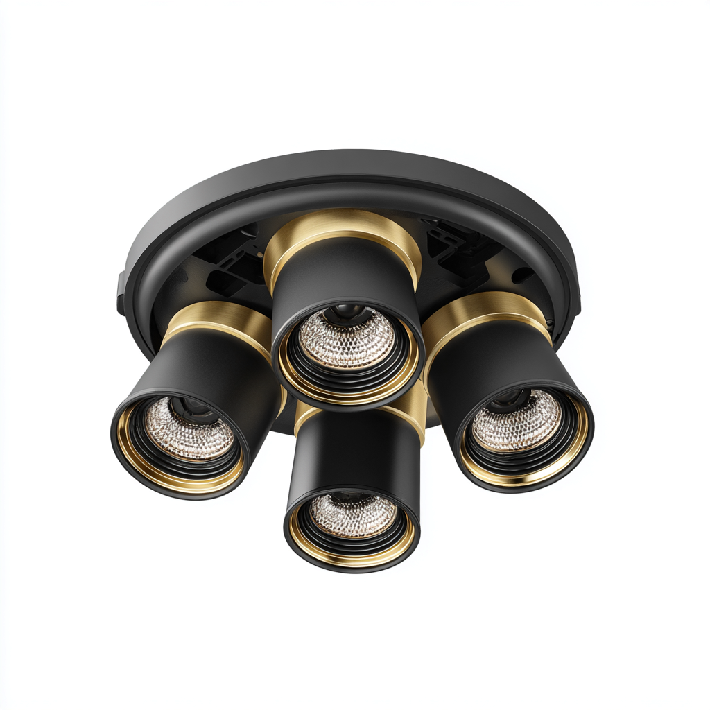 Plafonnier - métal - 28x28x16 cm - noir-doré - design moderne-Nicheara