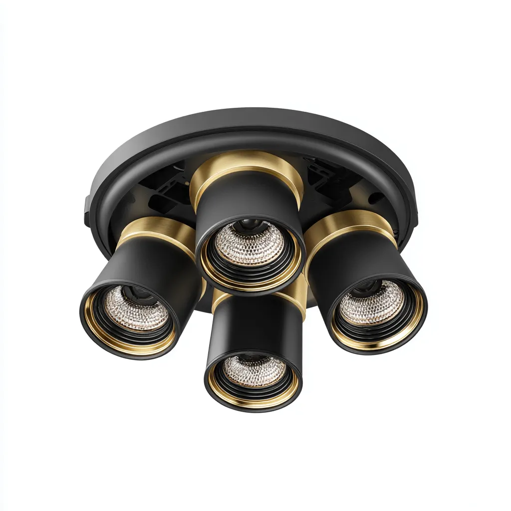 Plafonnier - métal - 28x28x16 cm - noir-doré - design moderne-Nicheara