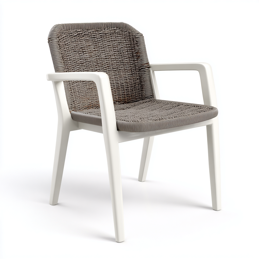 Fauteuil de jardin - Plastique - Résine - 57x59x90 cm - Blanc-Gris - Moderne-Nicheara