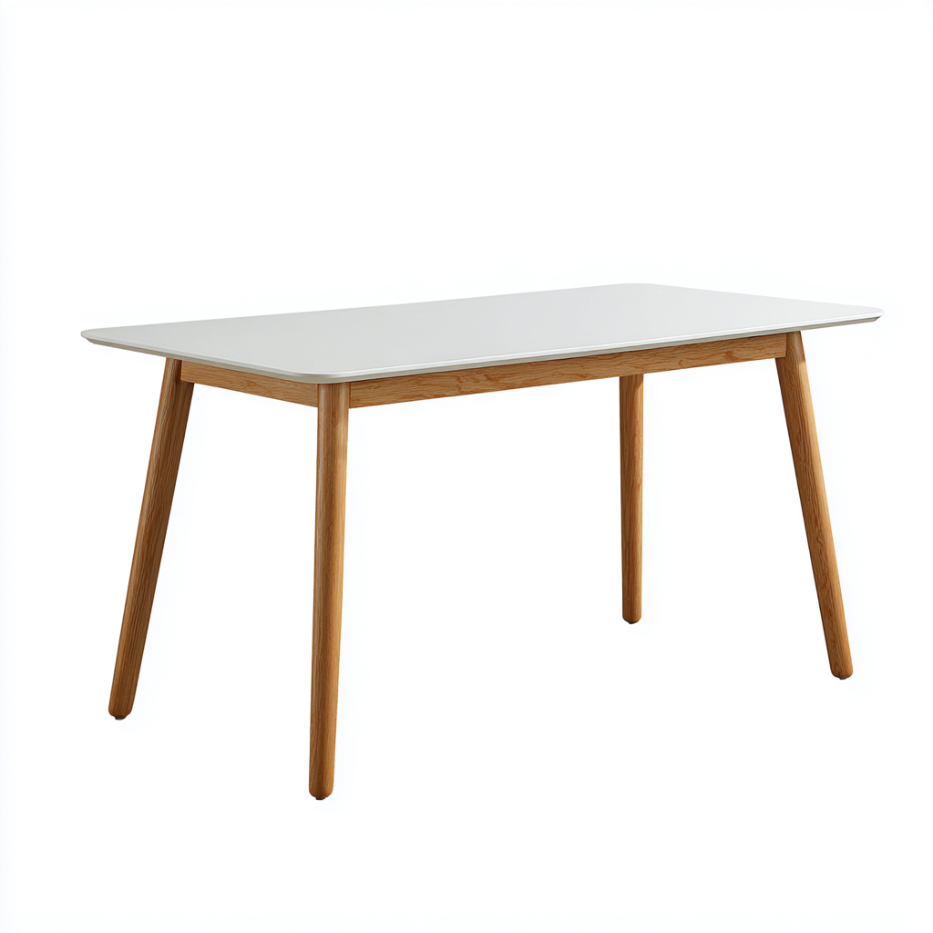 Table à manger - bois - 145x80x75 cm - blanc-naturel - style scandinave-Nicheara