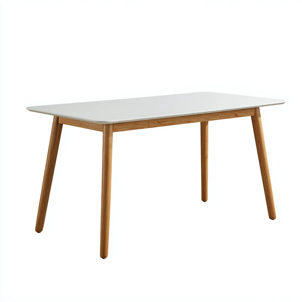 Table à manger - bois - 145x80x75 cm - blanc-naturel - style scandinave-Nicheara