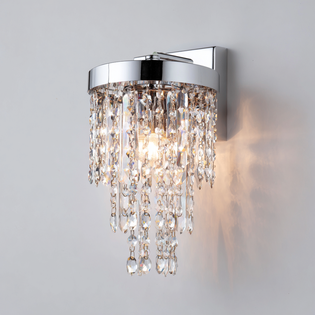 Applique murale - métal-verre - 18x12x28 cm - chrome-verre transparent - style contemporain-Nicheara