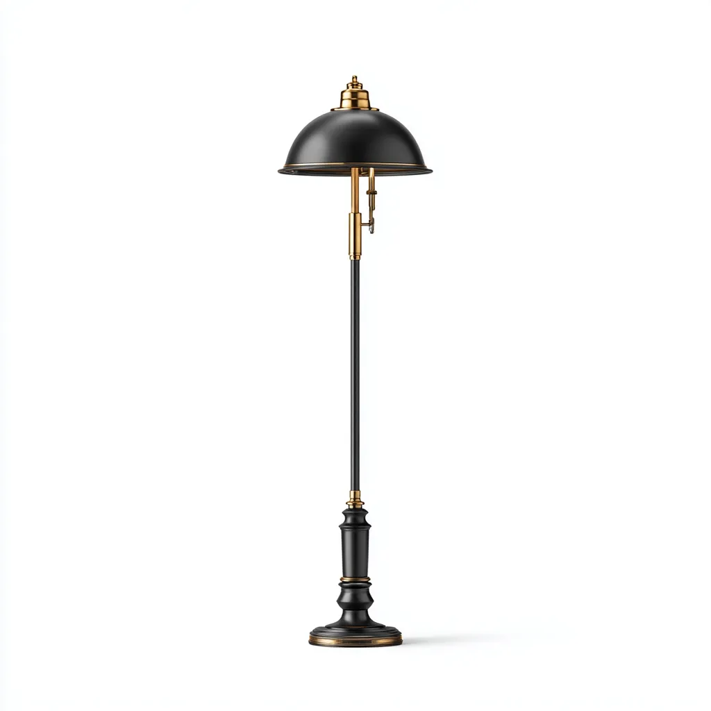 Lampadaire-métal-38x28x158 cm-noir-or-style vintage-Nicheara