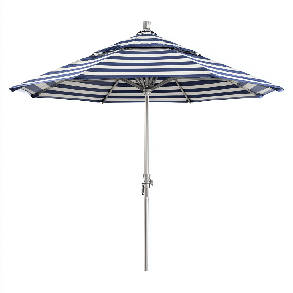 Parasol de jardin - aluminium-polyester - 300x300x250 cm - bleu marine-blanc - style contemporain-Nicheara