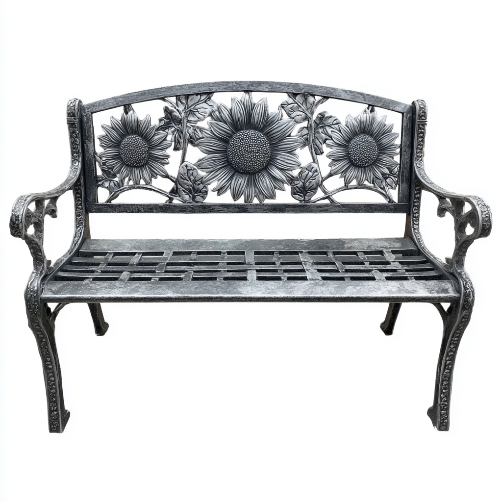 Banc de jardin - fonte - métal - 122x56x89 cm - gris antique - style décoratif-Nicheara