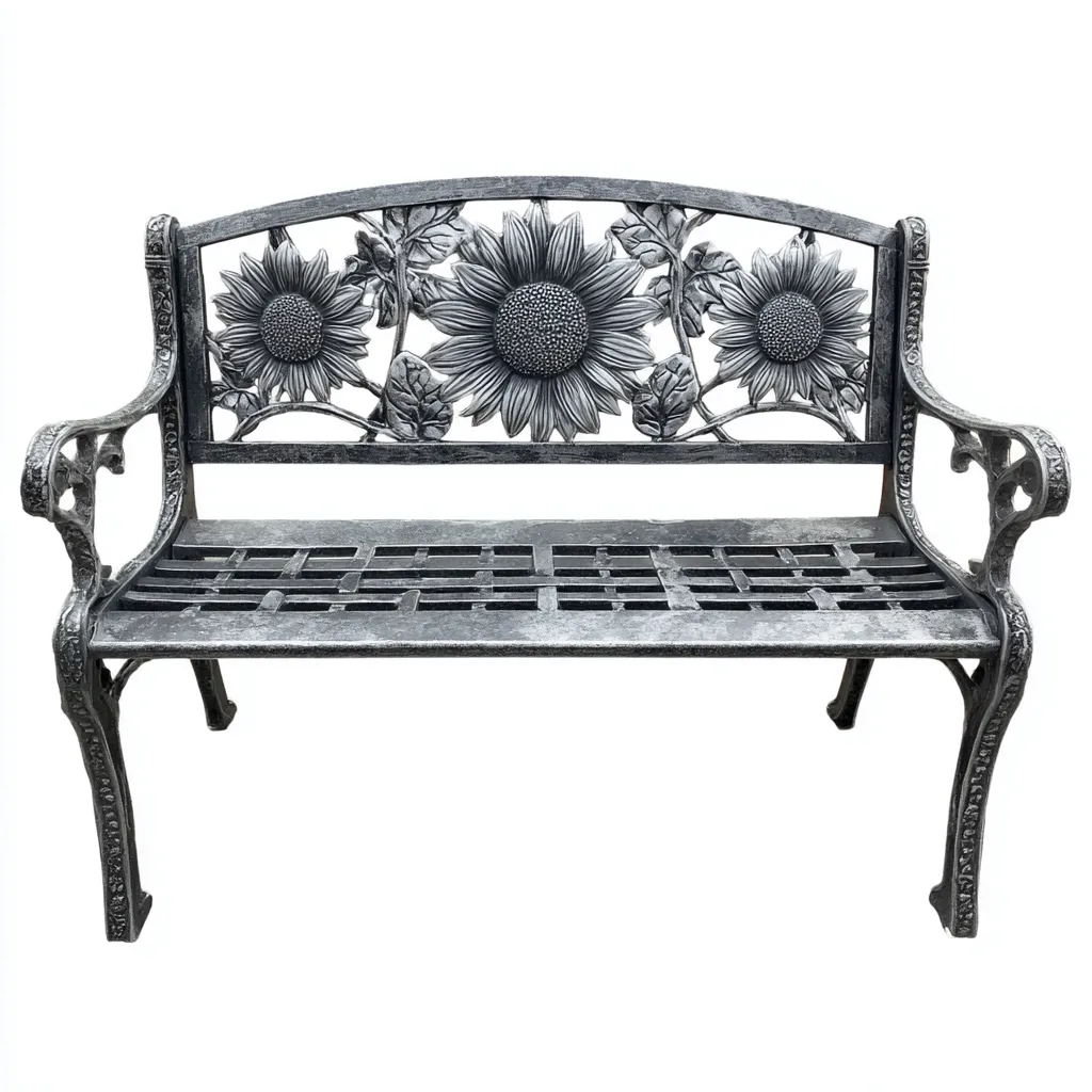 Banc de jardin - fonte - métal - 122x56x89 cm - gris antique - style décoratif-Nicheara