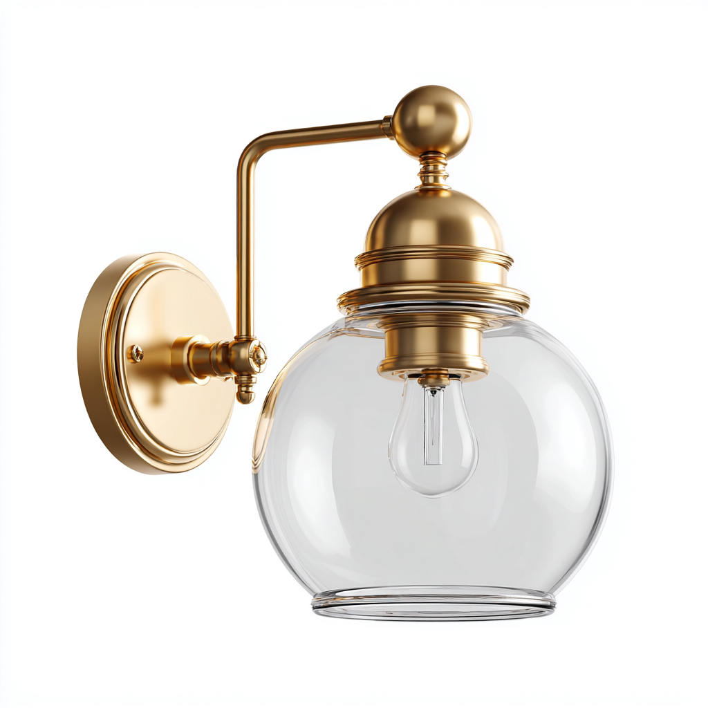 Applique murale - métal-verre - 20x18x30 cm - or-verre transparent - style classique-Nicheara