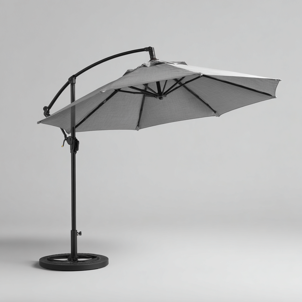 Parasol de jardin - Métal - Polyester - 300x300x260 cm - Gris - Parasol déporté-Nicheara