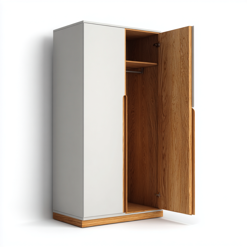 Armoire-panneaux bois-95x55x190 cm-chêne naturel-blanc-design moderne-Nicheara