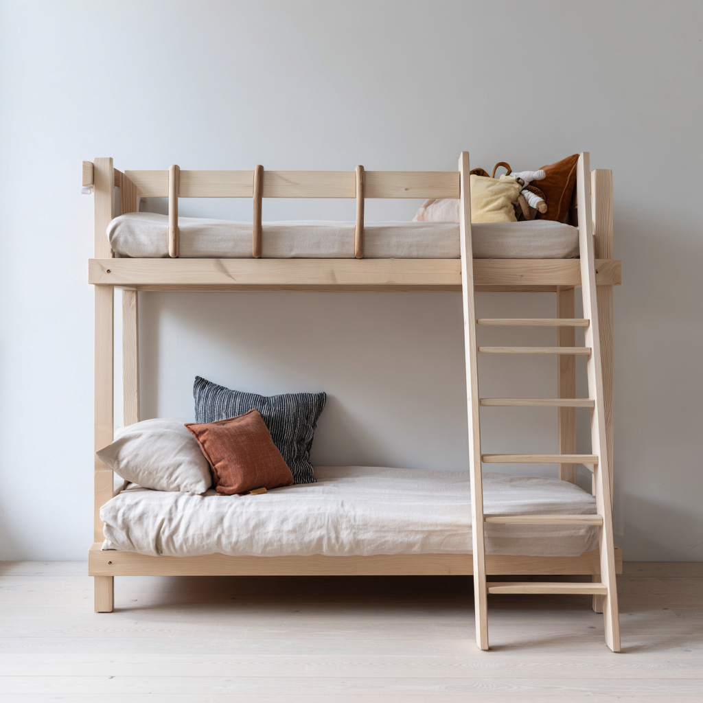 Lits superposés - bois - 204x106x164 cm - bois clair - style naturel-Nicheara