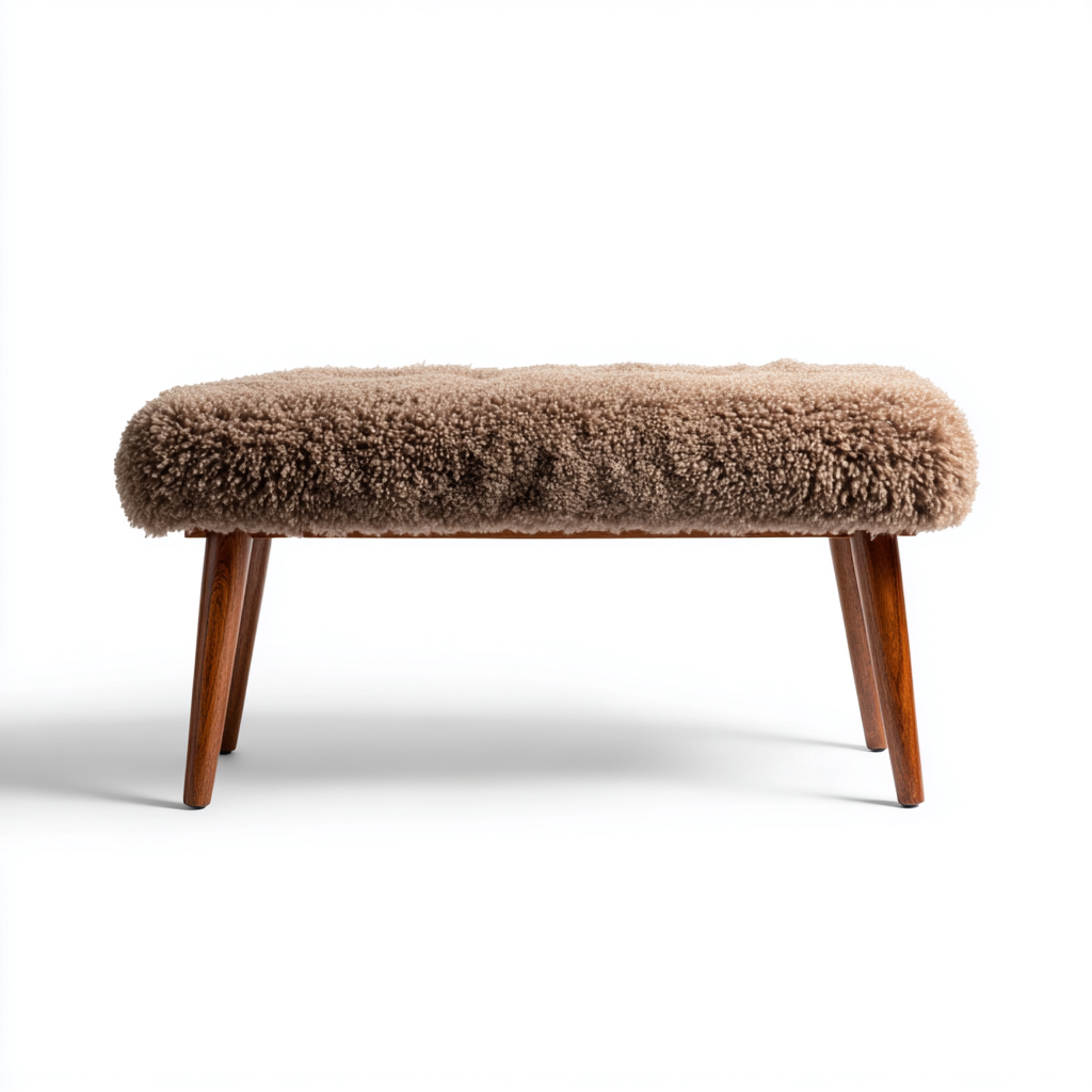 Banc de lit-bois-tissu-105x42x46 cm-marron-design moderne-Nicheara