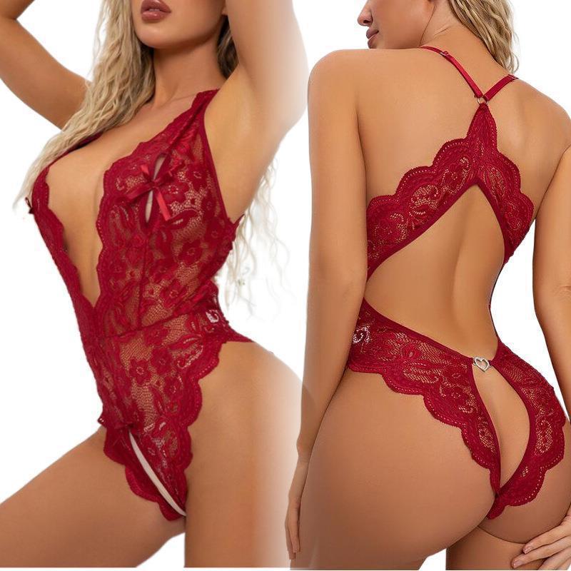 Plus Size Sexy Lace Teddy Lingerie – Crotchless, Backless, One-Piece Design