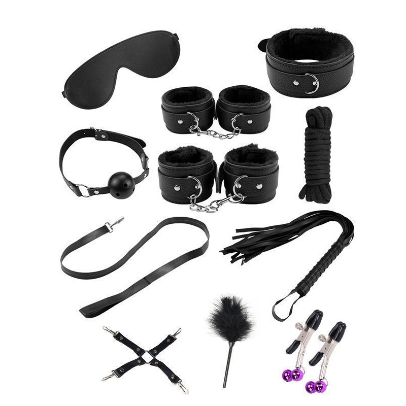 Seductive Plush BDSM Bondage Set – 10-Piece Restraint & Teasing Kit