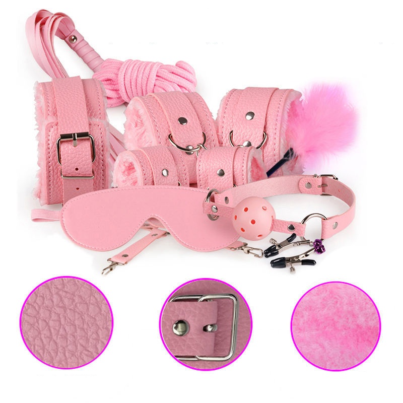 Seductive Plush BDSM Bondage Set – 10-Piece Restraint & Teasing Kit