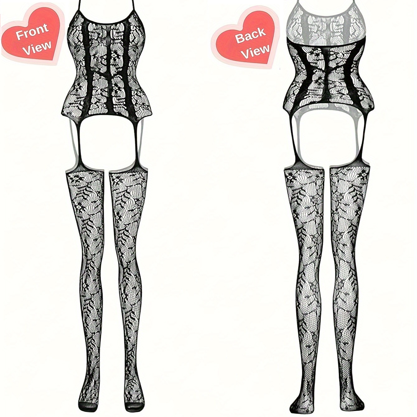 Sexy Lingerie Crotchless Sexy Women's Lingerie, Lace One-Piece Mesh Bodysuit