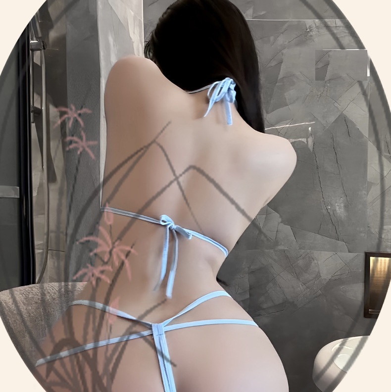 Sexy Lingerie Lace Halter-Neck Bodysuit Pure And Seductive Open-Crotch Sleepwear For Passionate Moments