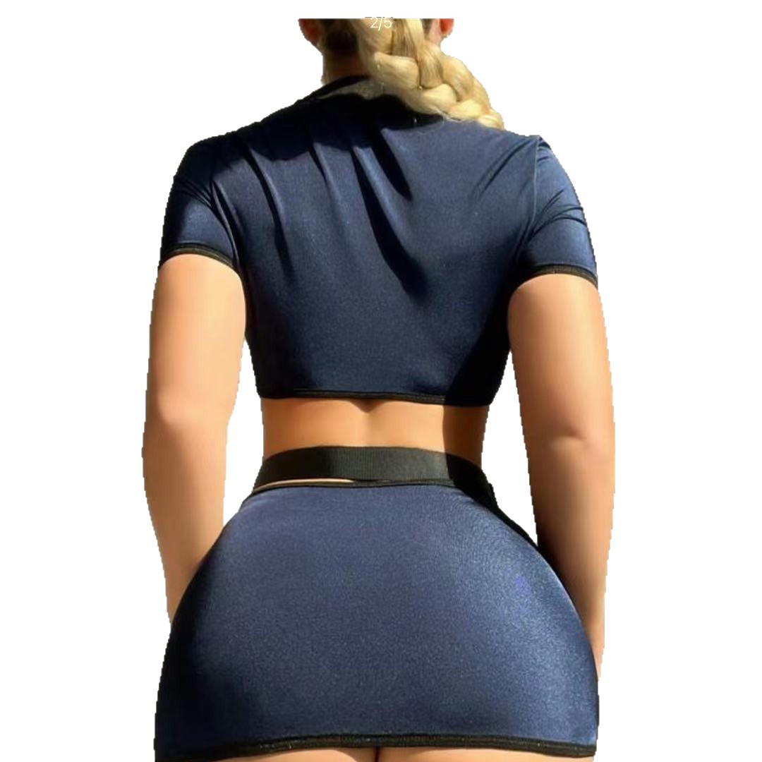 Adult Sexy Police Uniform Lingerie – Crotchless Cut-Out Cosplay Role Play Set for Women
