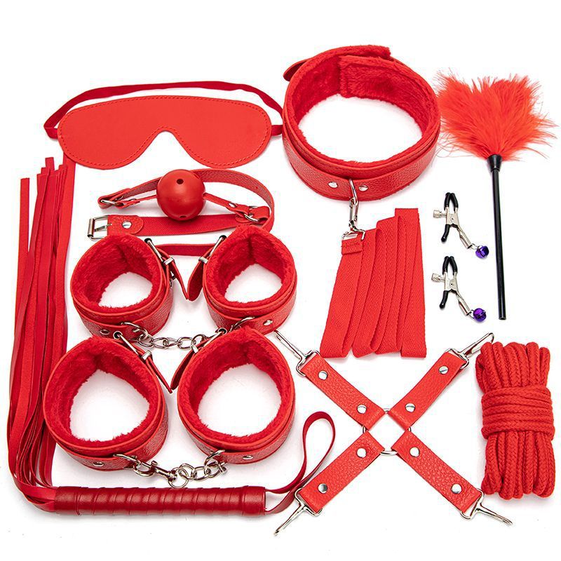 Seductive Plush BDSM Bondage Set – 10-Piece Restraint & Teasing Kit