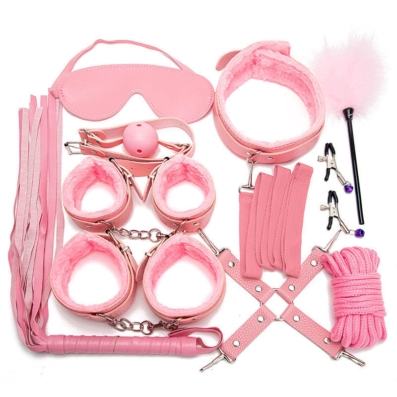 Seductive Plush BDSM Bondage Set – 10-Piece Restraint & Teasing Kit