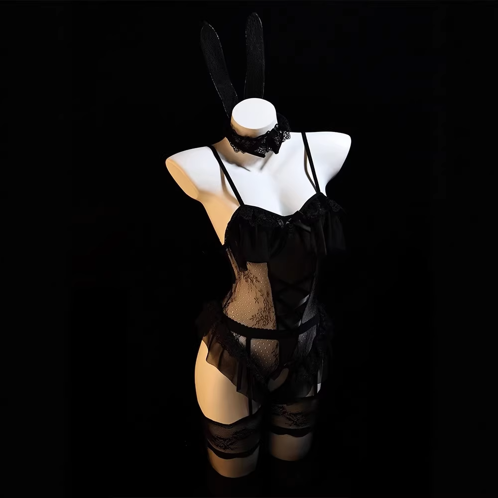Sexy Bunny Girl Cosplay Lingerie – Crotchless Easy-On Design, Temptation Style Nightwear