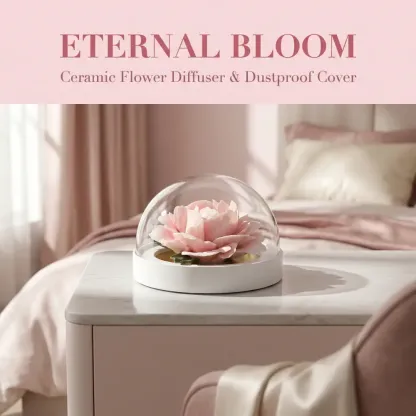 Jingdezhen Porcelain Peony Under Glass Dome – National Intangible Cultural Heritage Art Piece