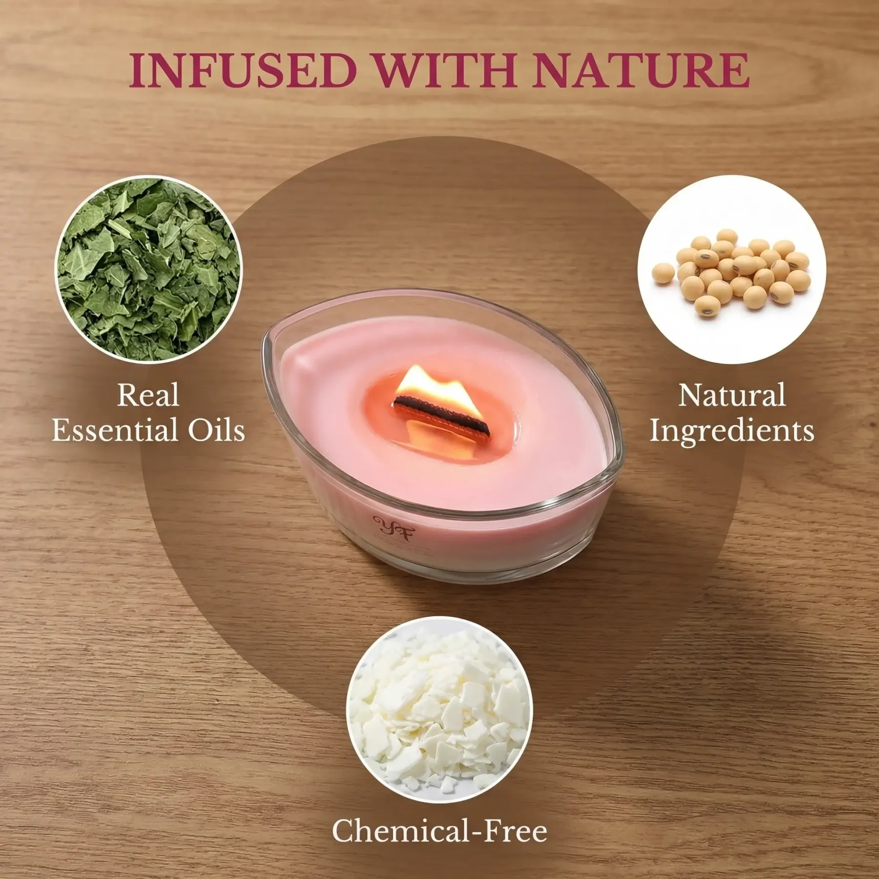 Cozy bedroom setting with crackling candle for white noise sleep aid.