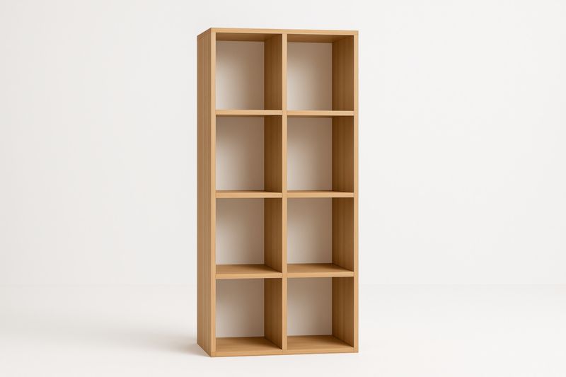 Scaffale in legno 8 scomparti beige 80x190x30 cm