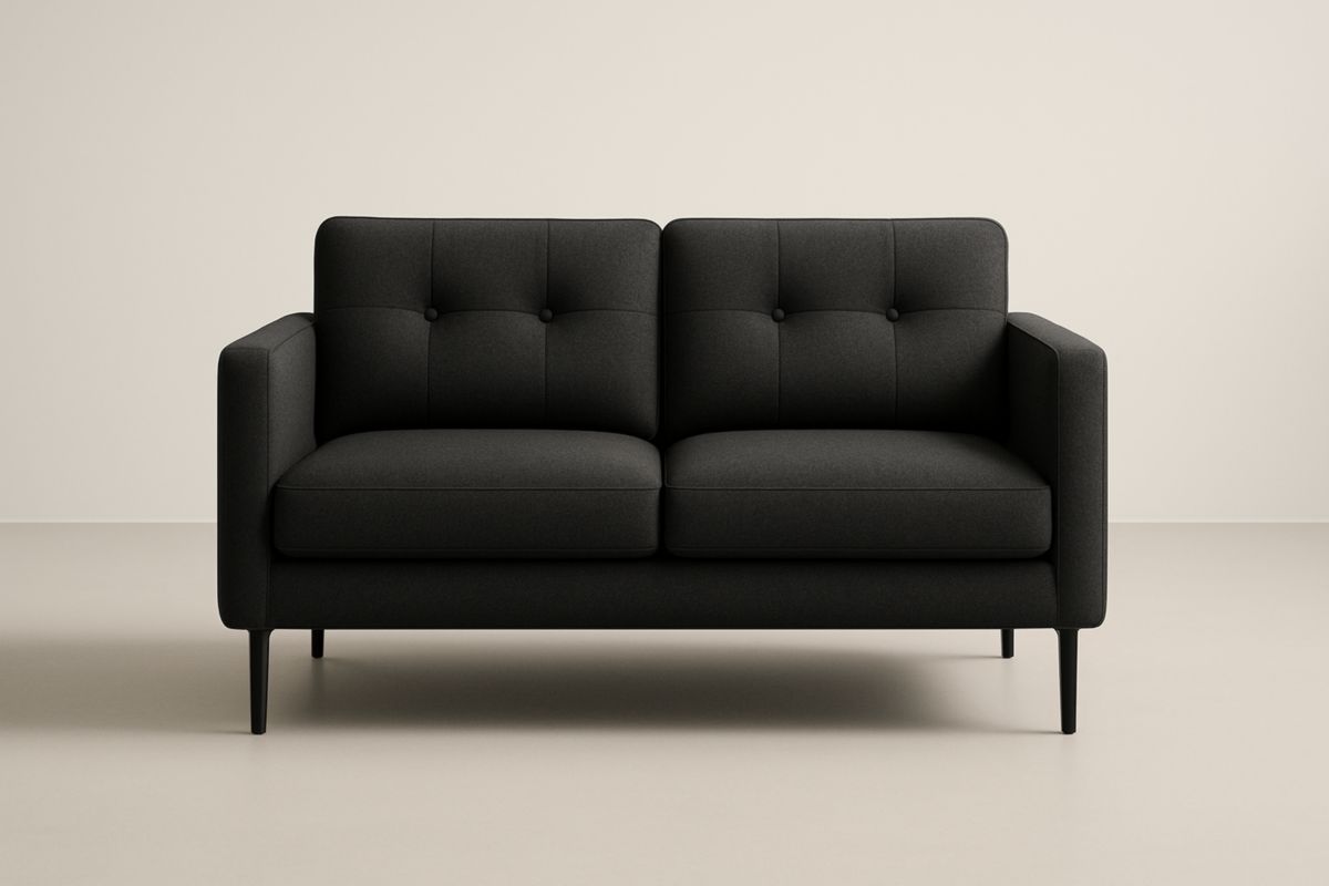 Divano due posti nero tessuto poliestere