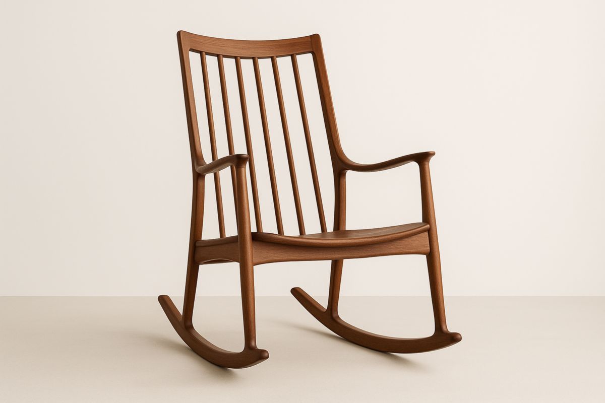 Sedia a dondolo in legno di noce