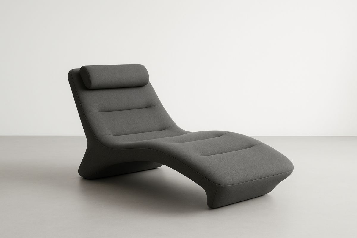 Chaise Longue in Tessuto Grigia 180x70x75 cm