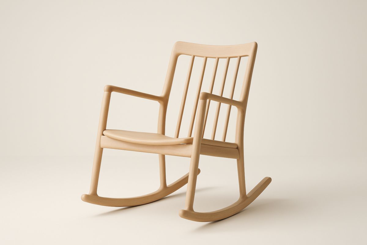 Sedia a Dondolo in Legno Massello Chiaro