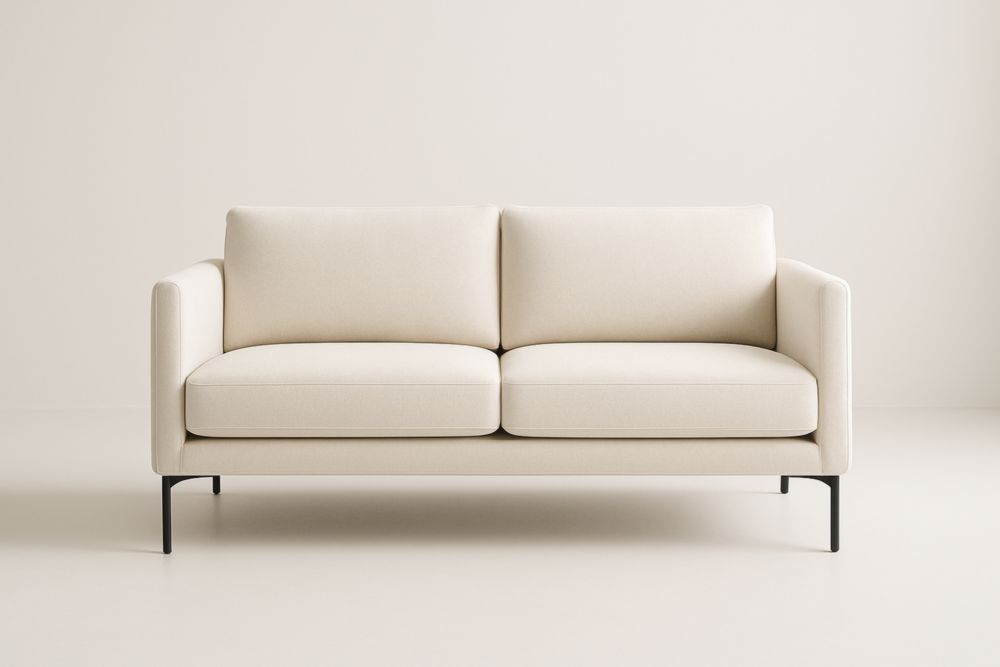 Divano a due posti in tessuto poliestere crema 180x90x85 cm(Lu×L×H)