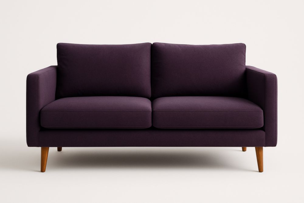 Divano 2 Posti Viola in Tessuto poliestere con Struttura in Legno massello