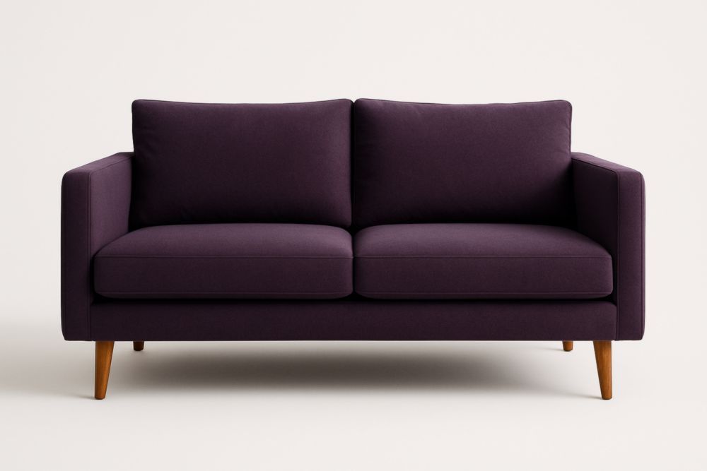 Divano 2 Posti Viola in Tessuto poliestere con Struttura in Legno massello