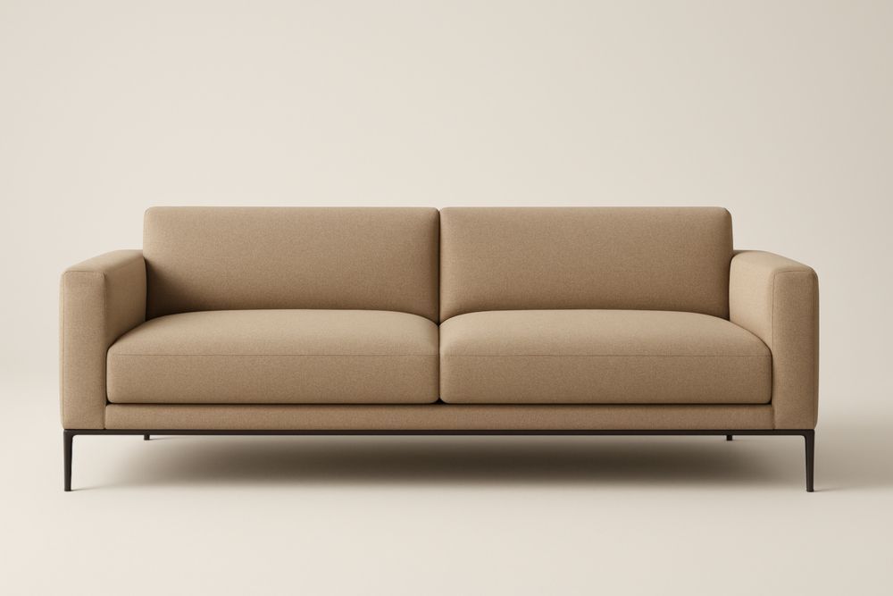 Divano 2 Posti Beige Tessuto poliestere Acciaio