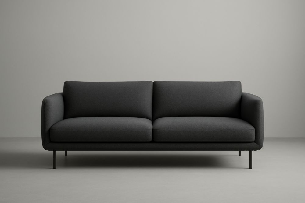 Divano a Due Posti Grigio Scuro in Tessuto Poliestere