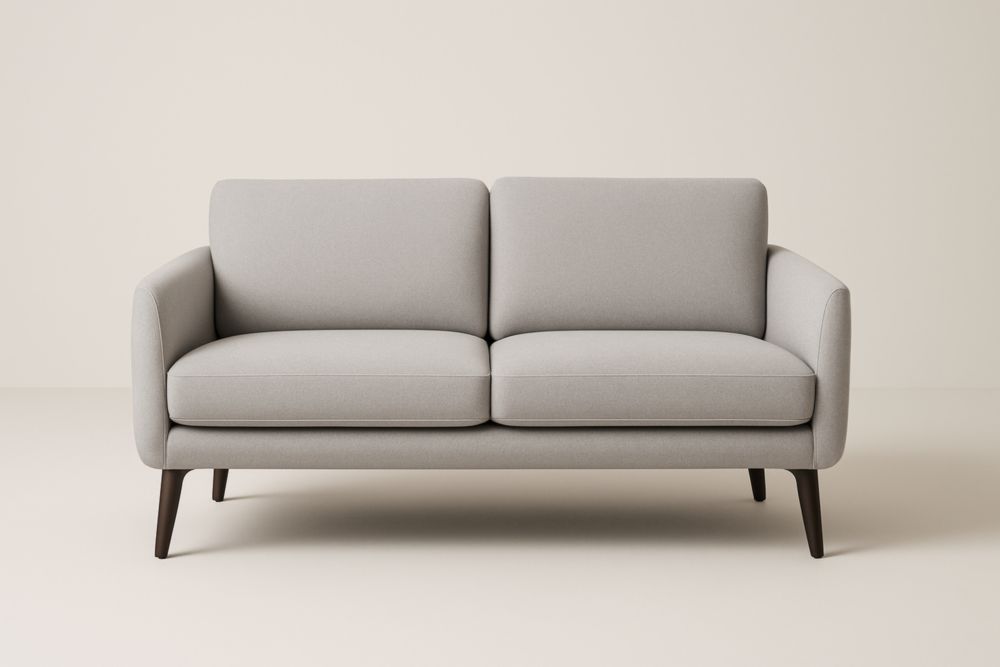 Divano Due Posti Grigio Tessuto in Poliestere