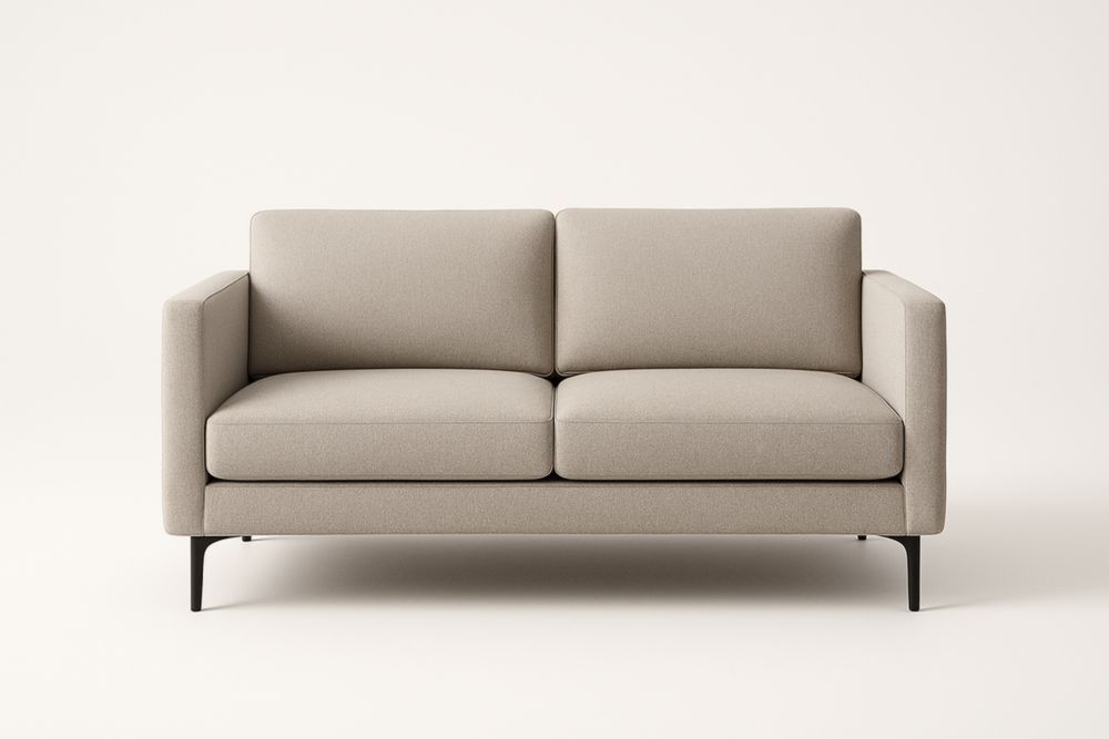 Divano due posti rettangolare in tessuto beige in poliestere misto