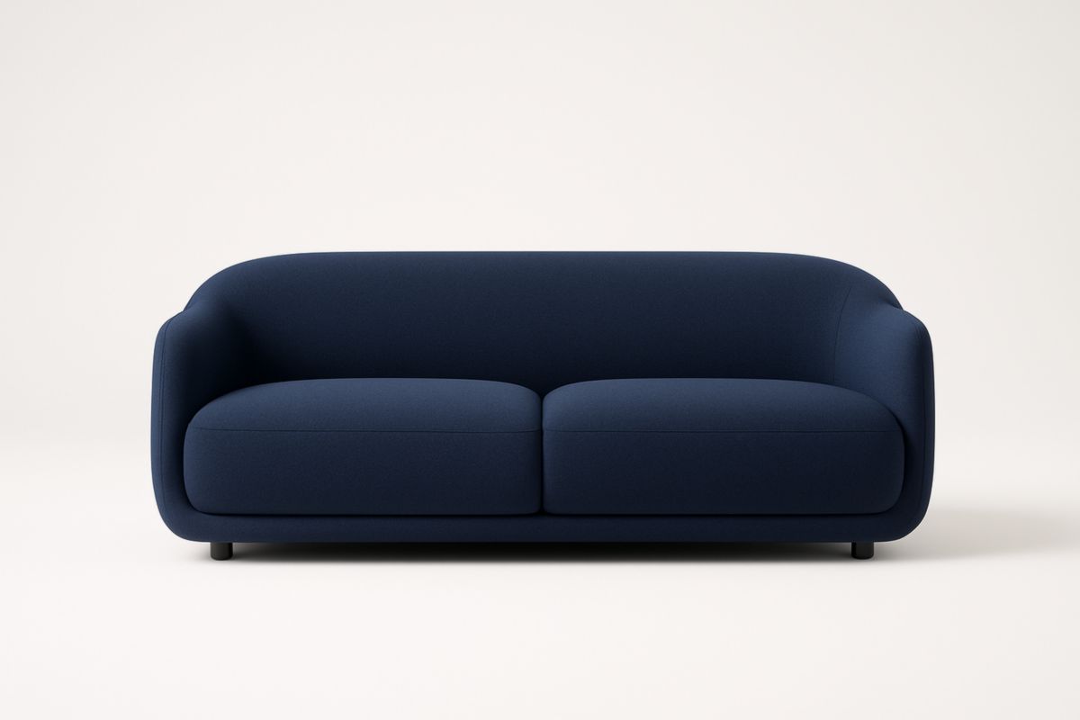 Divano Due Posti in Tessuto Blu 200x85x80 cm, con cuscini