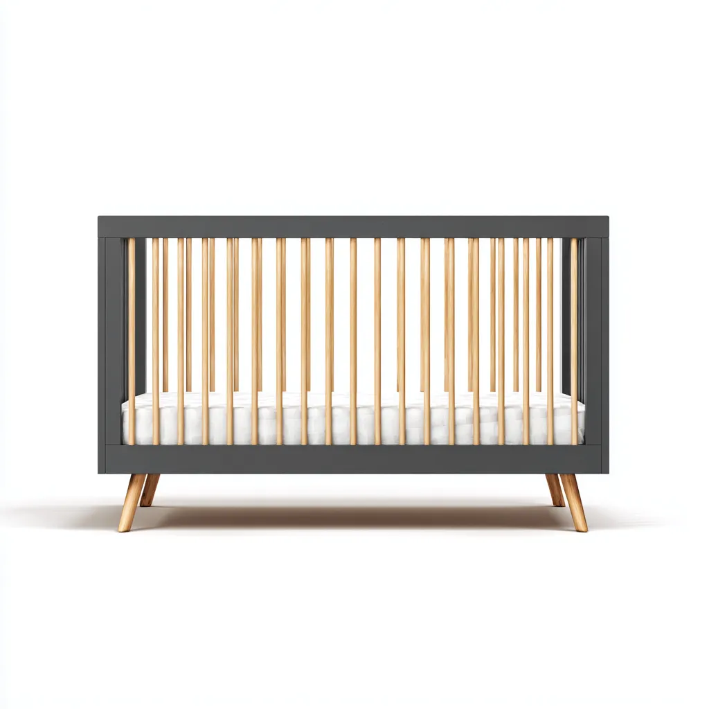 Lit bébé en bois massif 120x60x90 cm - gris foncé - bois naturel - design moderne pour chambre de bébé-Warmthova