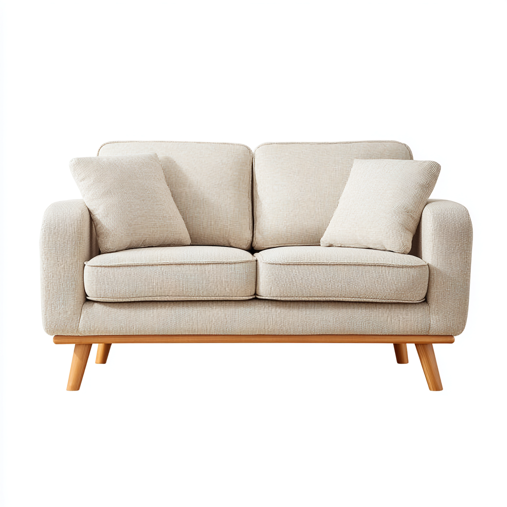 Canapé 2 places tissu 162x86x88 cm - beige - adapté au salon - style scandinave-Warmthova