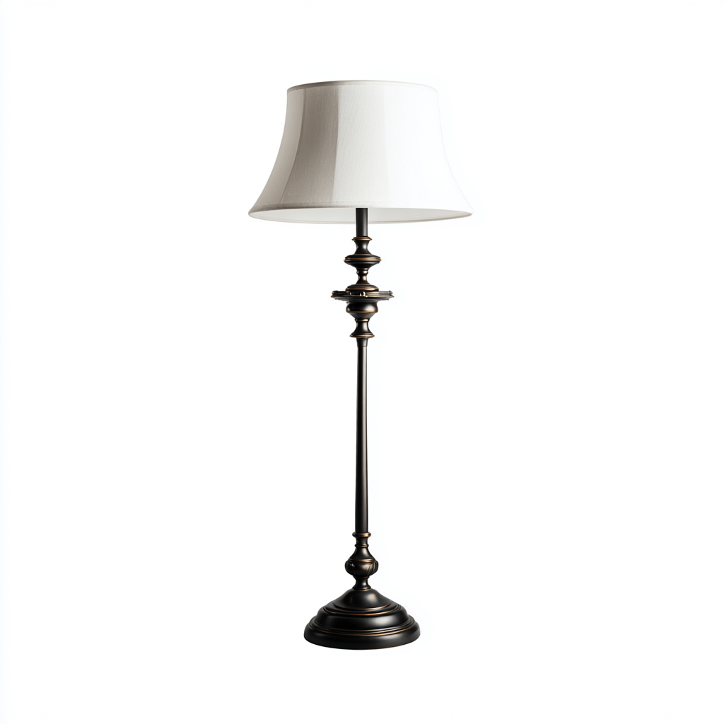 Lampadaire métal 38x38x165 cm - bronze - beige - style classique - pour salon-Warmthova