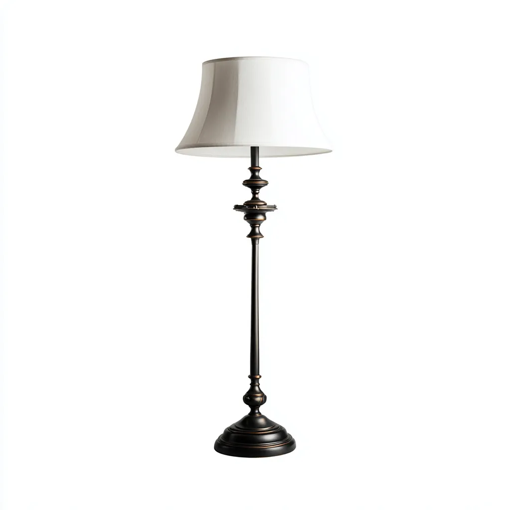 Lampadaire métal 38x38x165 cm - bronze - beige - style classique - pour salon-Warmthova