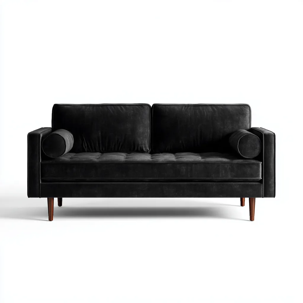 Canapé 2 places tissu 168x82x87 cm - noir - adapté au salon - style rétro-Warmthova