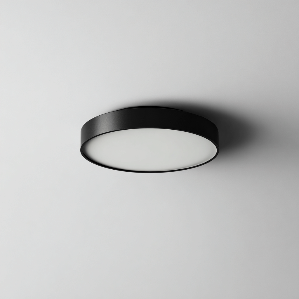 Plafonnier métal composite noir 30x30x6 cm - éclairage LED - design moderne - pour intérieur-Warmthova