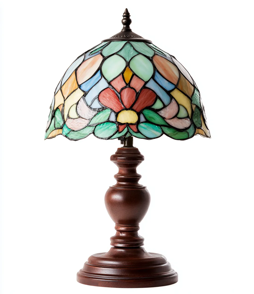 Lampe de table verre vitrail 30x30x50 cm - multicolore - adaptée au salon - style classique-Warmthova