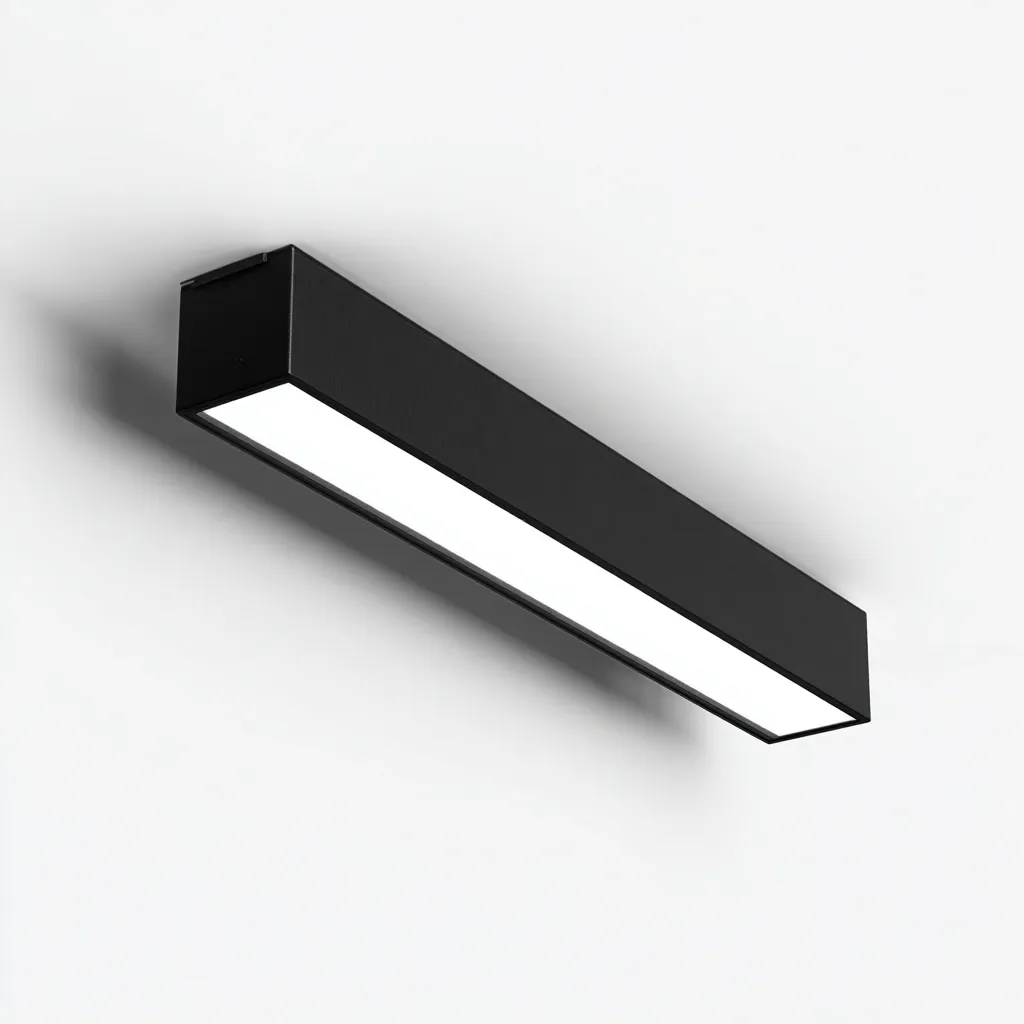 Plafonnier métal noir 48x7x6 cm - éclairage LED - design linéaire moderne - pour intérieur-Warmthova